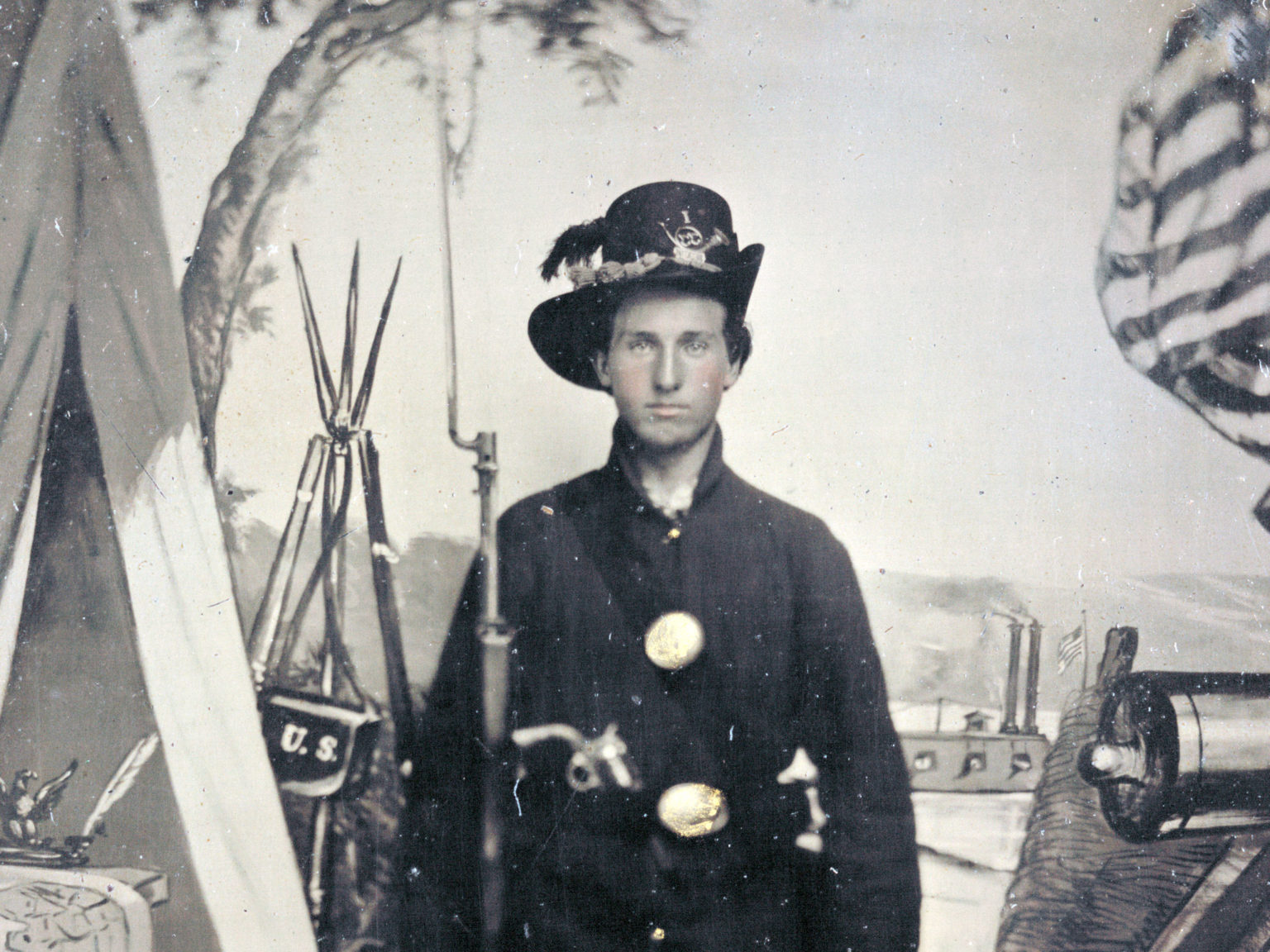 St. Louis photographer Enoch Long's Benton Barracks backdrop