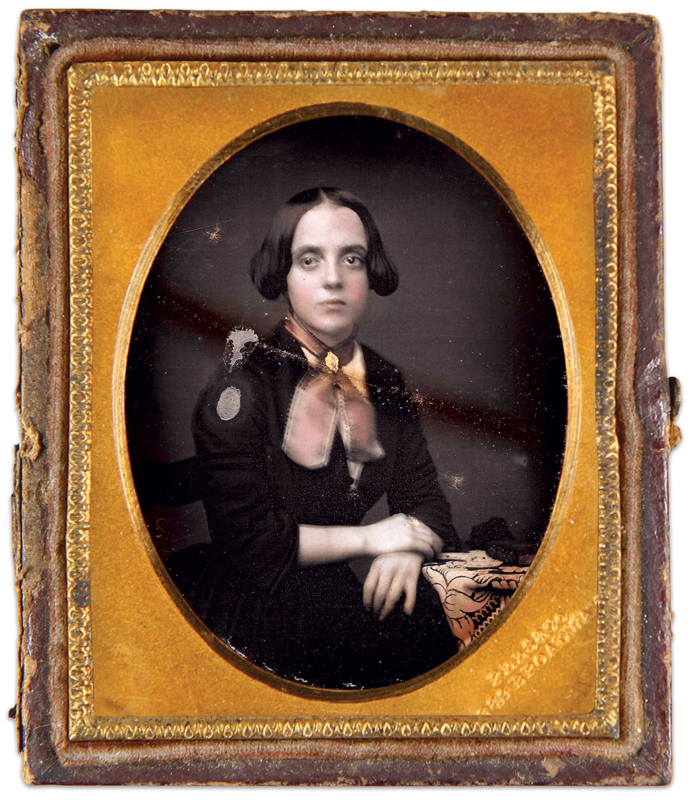 When this image was taken, photography was no longer a novelty or curiosity. This young lady paid 25 cents for her daguerreotype, circa 1853, or about $9.13 today. Embossed in the brass mat is “Rees & Co. 289 Broadway.” Ninth plate daguerreotype. Maartje de Nie Collection.