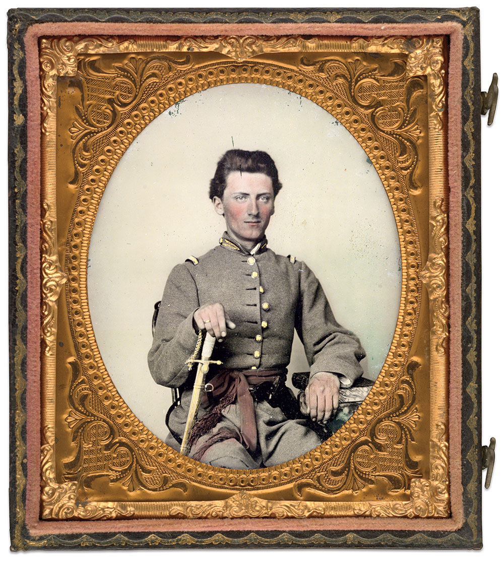 Rees forever memorialized this young and handsome soldier. Artist Andy Warhol summed up such portraits succinctly: “The best part of a picture is it never changes even when people do.” Sixth plate ambrotype, unsigned. The Liljenquist Collection at The Library of Congress.