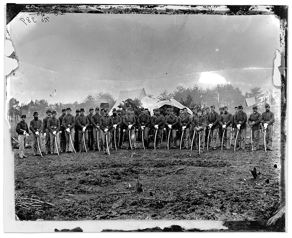 Library of Congress caption: “Brandy Station, Va. Troopers of Co. D, 3d Pennsylvania Cavalry (2d Division, Cavalry Corps).” Library of Congress.