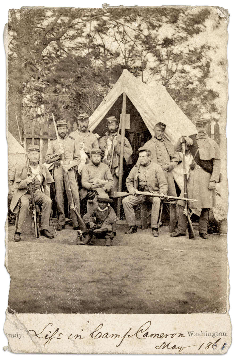 Figure 8: Life in Camp Cameron, May 1861. Albumen silver print from glass negative. Library of Congress (DLC/PP-1995:113.8).