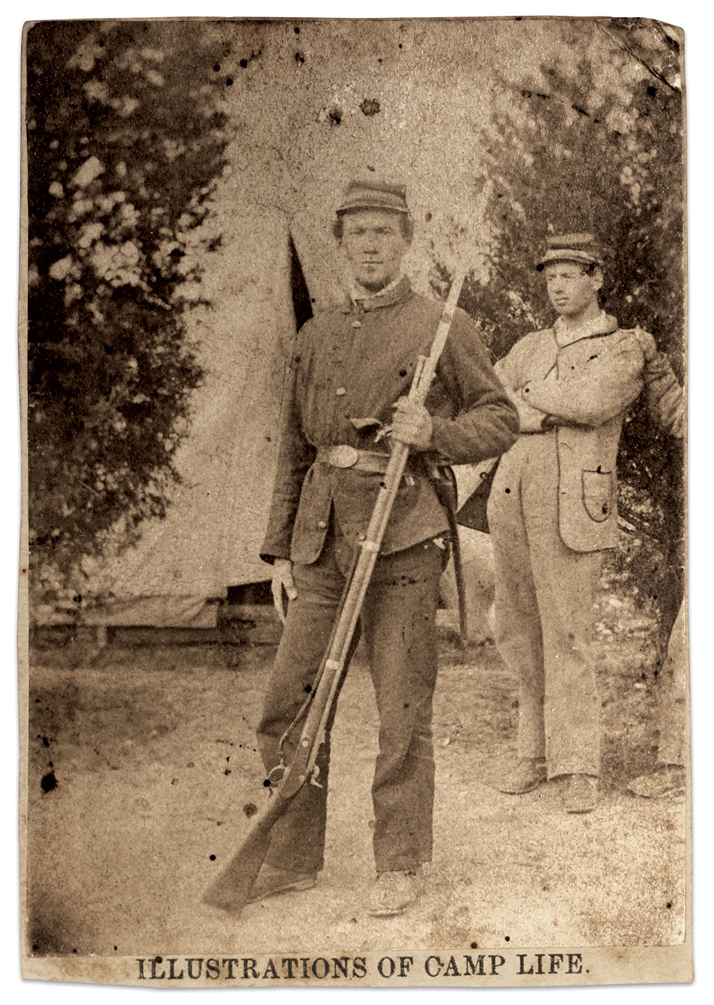 Figure 12: Soldier holding musket, 1861-62. Albumen silver print from glass negative. Buck Zaidel Collection.
