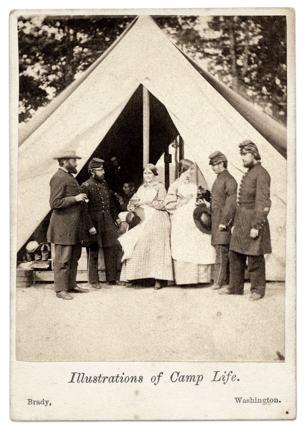 Figure 17: At surgeon’s tent, Camp Brightwood, 10th Massachusetts Infantry, 1861-62. Albumen silver print from glass negative. The Metropolitan Museum of Art.