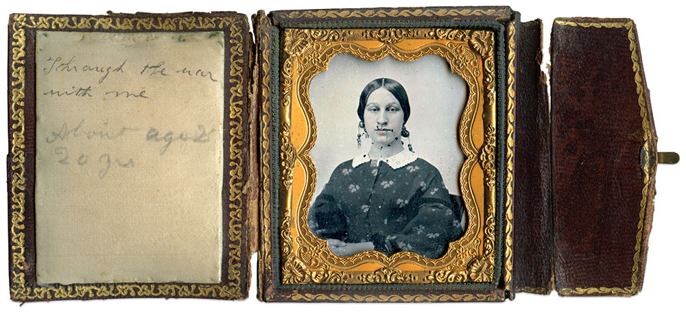 Henry carried this portrait of his future wife, Mary Peyton Worth, “through the war with me.” Ninth plate ambrotype by an unidentified photographer. Paul Russinoff Collection.