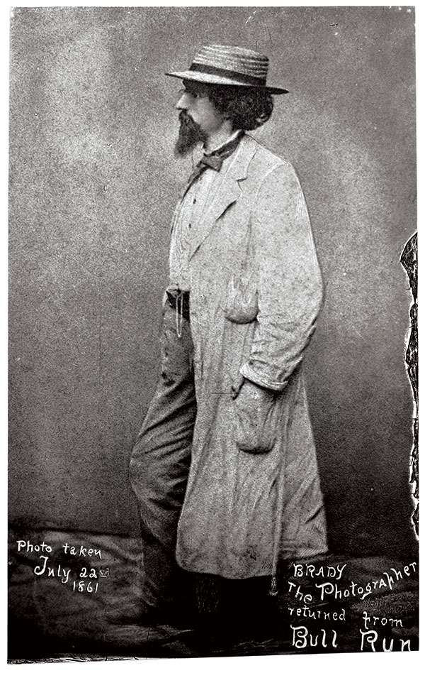 A life-size ceramic of this 1861 portrait of Brady will stand next to a bronze statue of his camera.