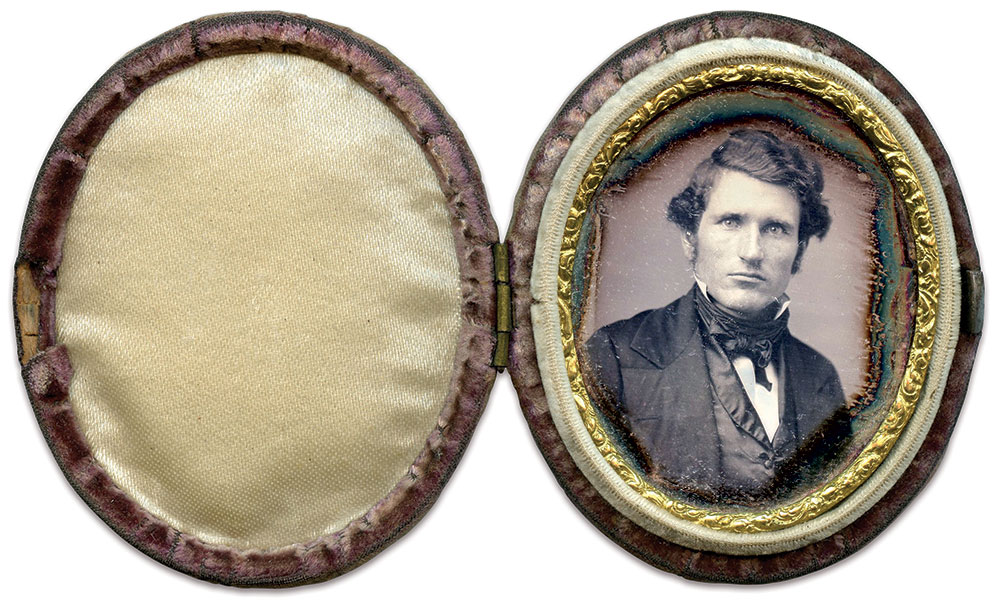 A beardless Baker likely posed for this portrait in New York City or Philadelphia before he headed west in 1853. Ninth plate daguerreotype by an unidentified photographer. Author’s collection.