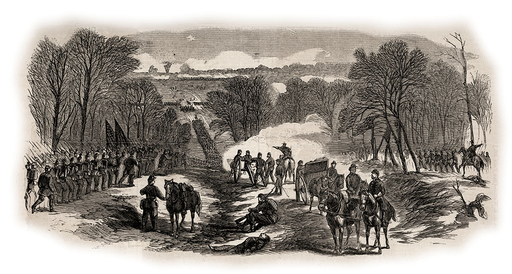 The May 23, 1863, issue of Harper’s Weekly featured this Chancellorsville-related woodcut, “Splendid Advance of Syke’s Regulars.” 