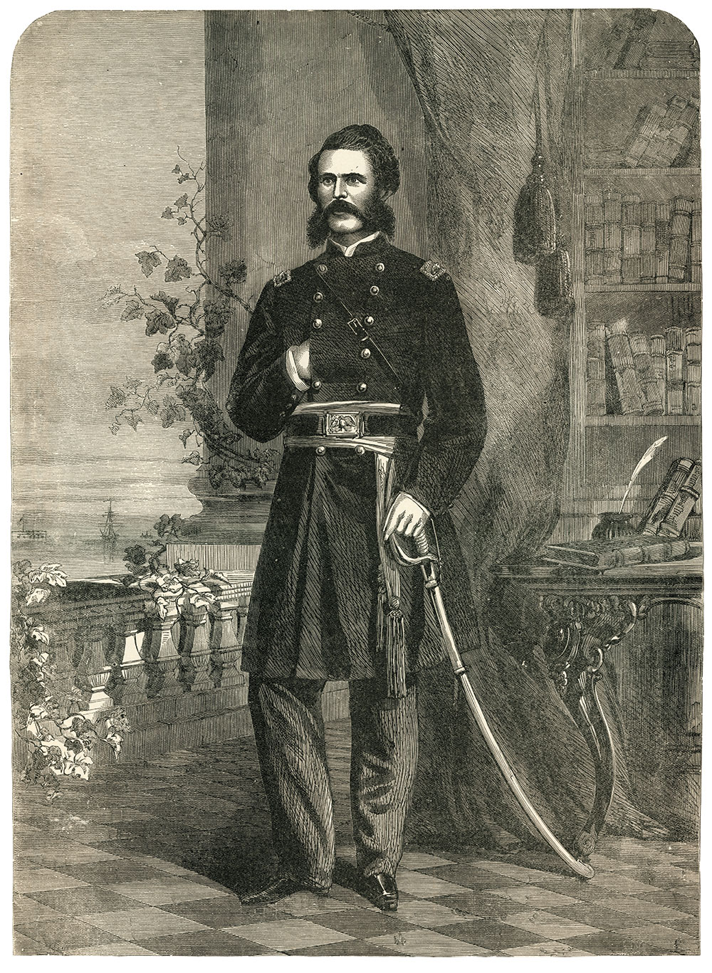 Baker’s reputation rebounded in the late 19th century. Frank Leslie’s 1896 illustrated book Famous Leaders and Battle Scenes of the Civil War included this full page engraving of Baker. The caption hailed him as a hero, celebrating his “high executive ability and wonderful talent for tracing conspiracy and frustrating the designs of Confederate spies and agents.” It also notes, “His duties naturally made him enemies in influential quarters, and charges of a serious nature were several times preferred against him, but were never substantiated.” Ronald S. Coddington Collection.