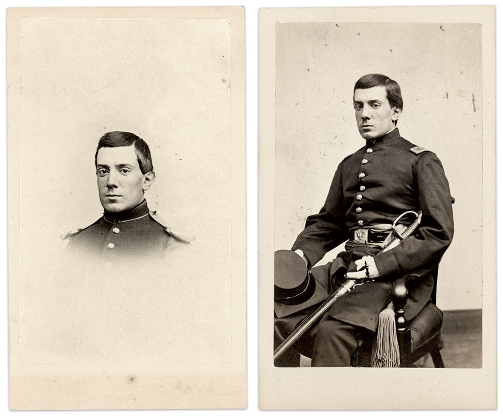 Stanley Abbot sat for these portraits by Boston’s James Wallace Black in 1862. After his enlistment in July, he posed in his private’s dress coat with shoulder scales. In December, he visited Black’s gallery again while on detached duty escorting a contingent of 38 troops to the front. By this time he had advanced to second lieutenant.