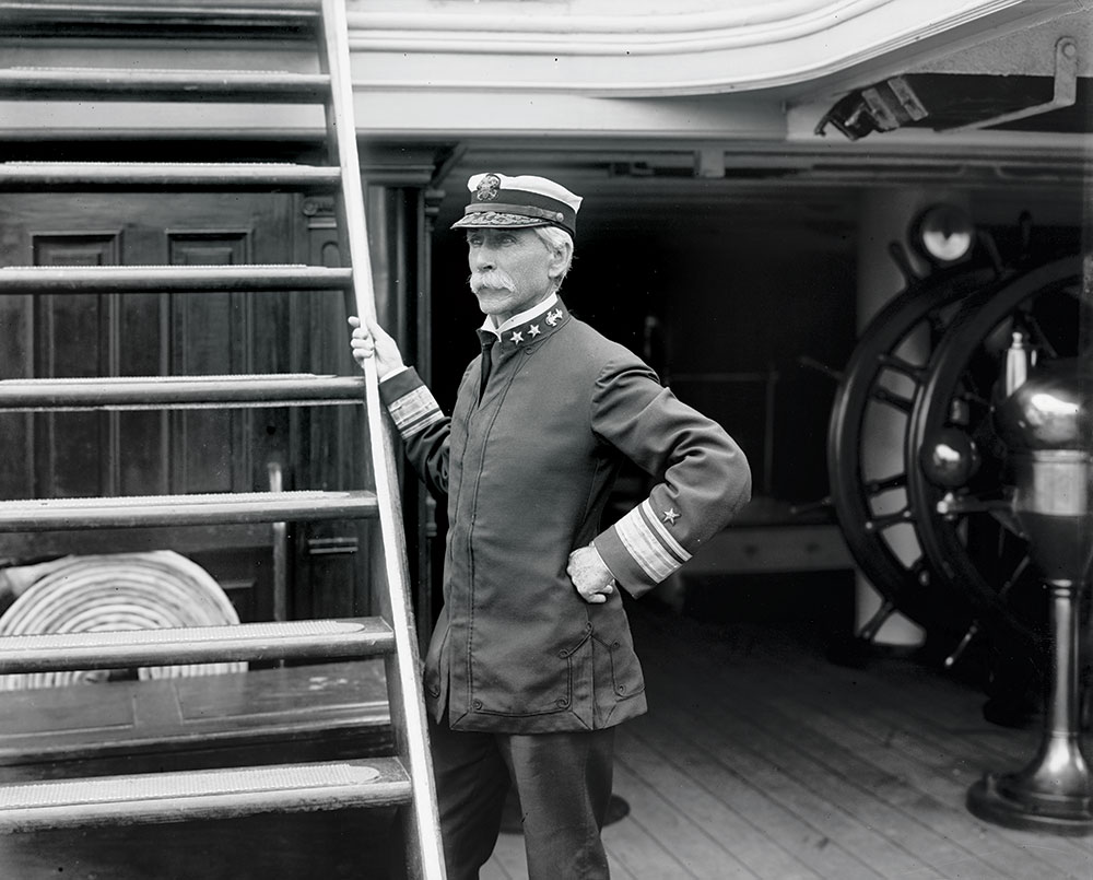 Rear Adm. Watson on the deck of the heavy cruiser Baltimore, circa 1900. Library of Congress.