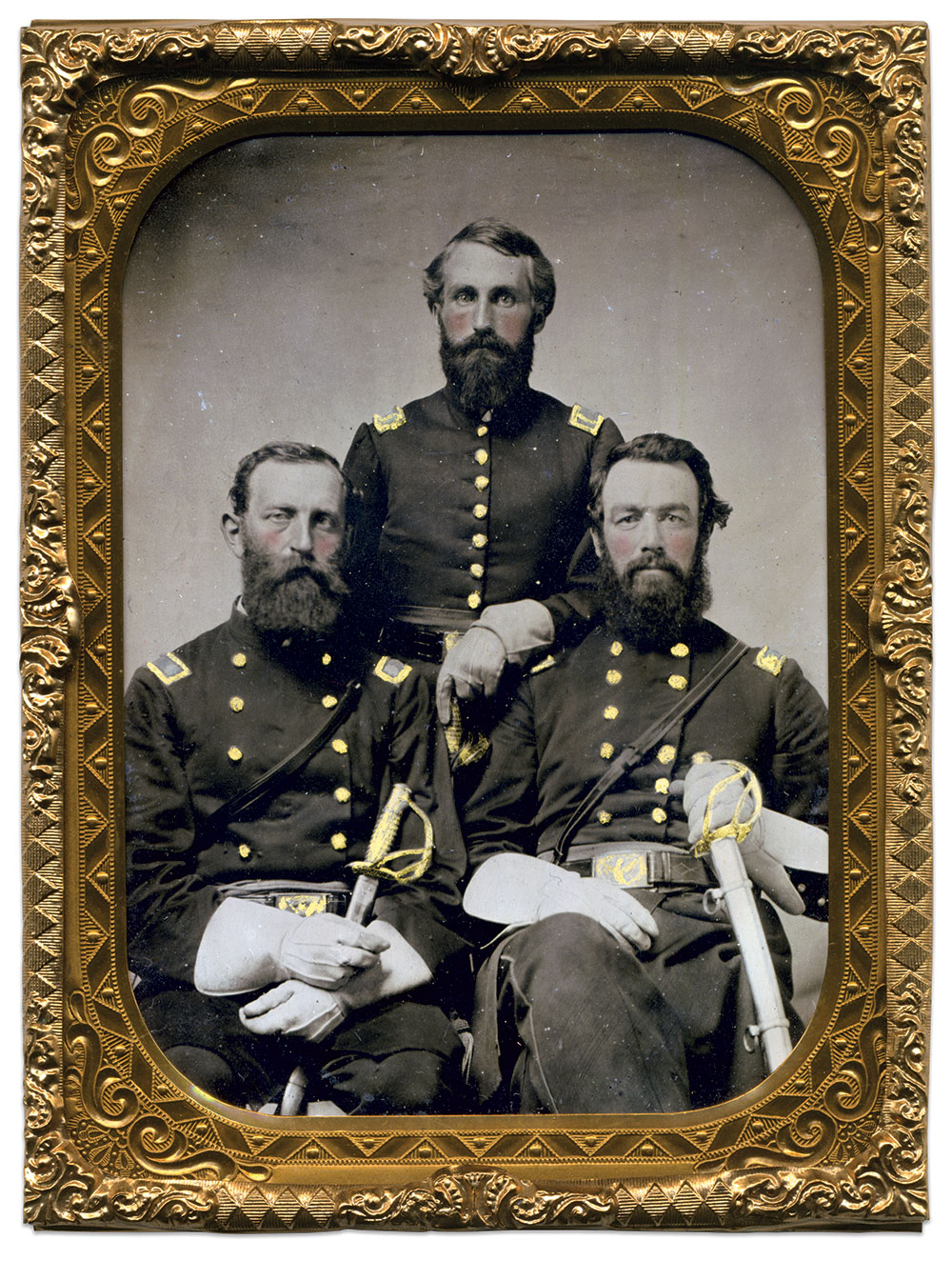 Matthies, left, pictured as colonel of the 5th, sits with 1st Lt. and Adjutant Robert Franklin Patterson (1836-1907), center, who went on to become lieutenant colonel of the 29th Iowa Infantry, and Maj. William Stephenson Robertson (1831-1887). Quarter plate tintype by an unidentified photographer. Brian Boeve Collection.