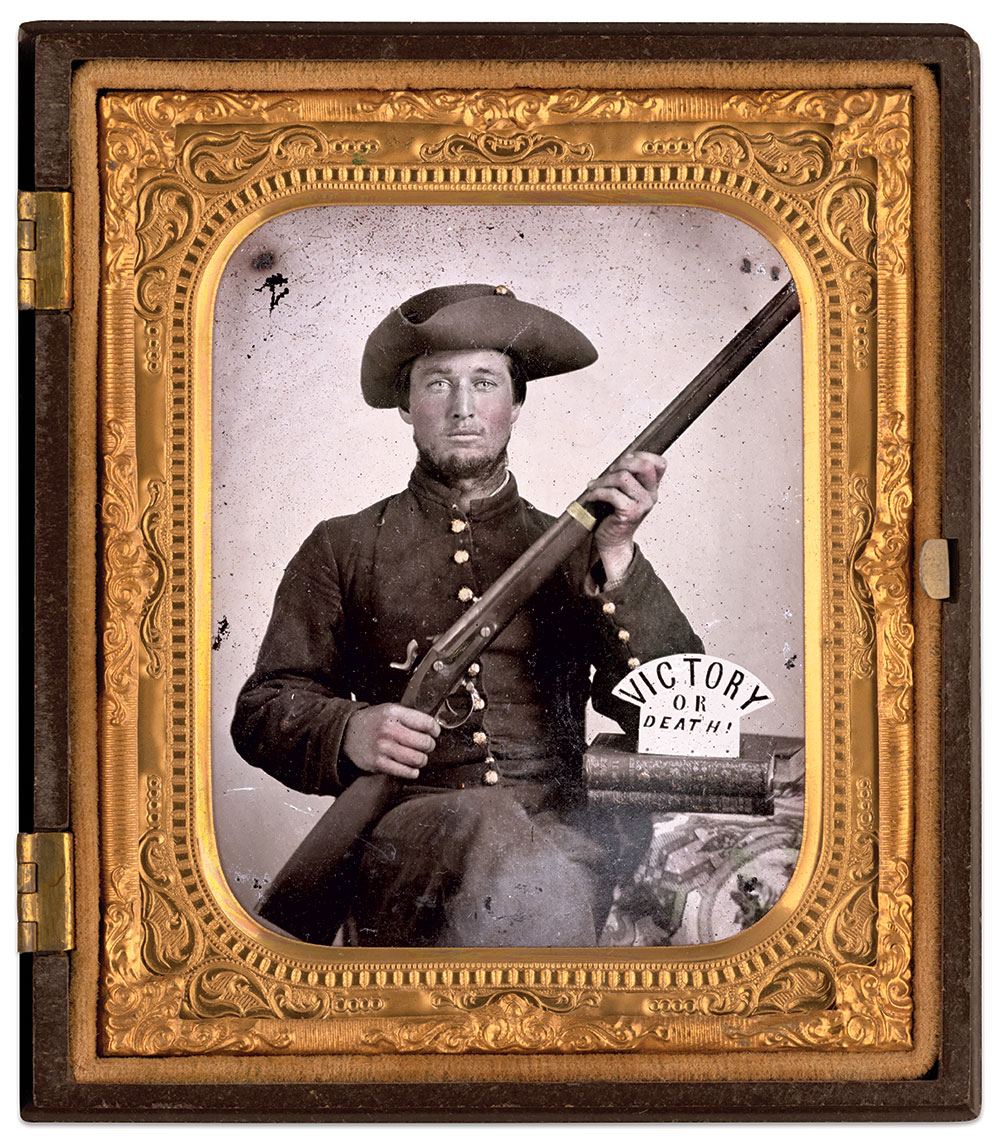 VICTORY OR DEATH! Unidentified soldier with Mississippi rifle. The Liljenquist Family Collectionat the Library of Congress.