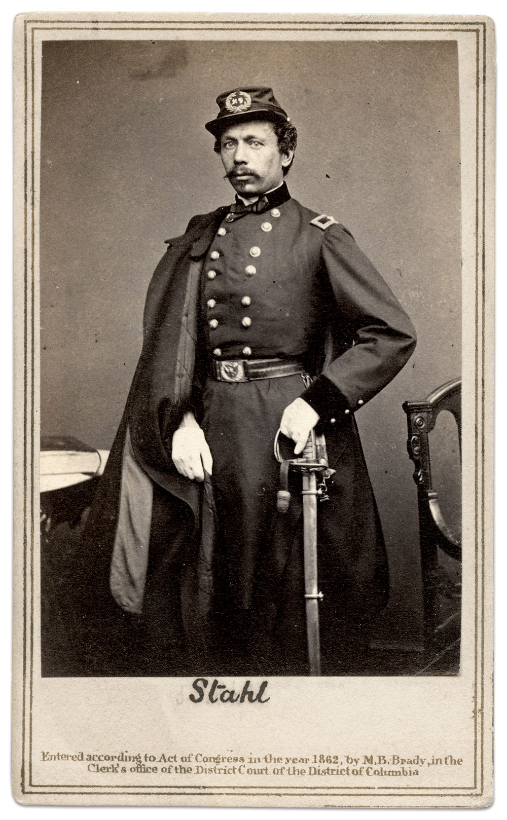 Stahel as a brigadier general, circa 1862, right. Note the misspelled name. Carte de visite by Mathew B. Brady of Washington, D.C. Tom Glass Collection.