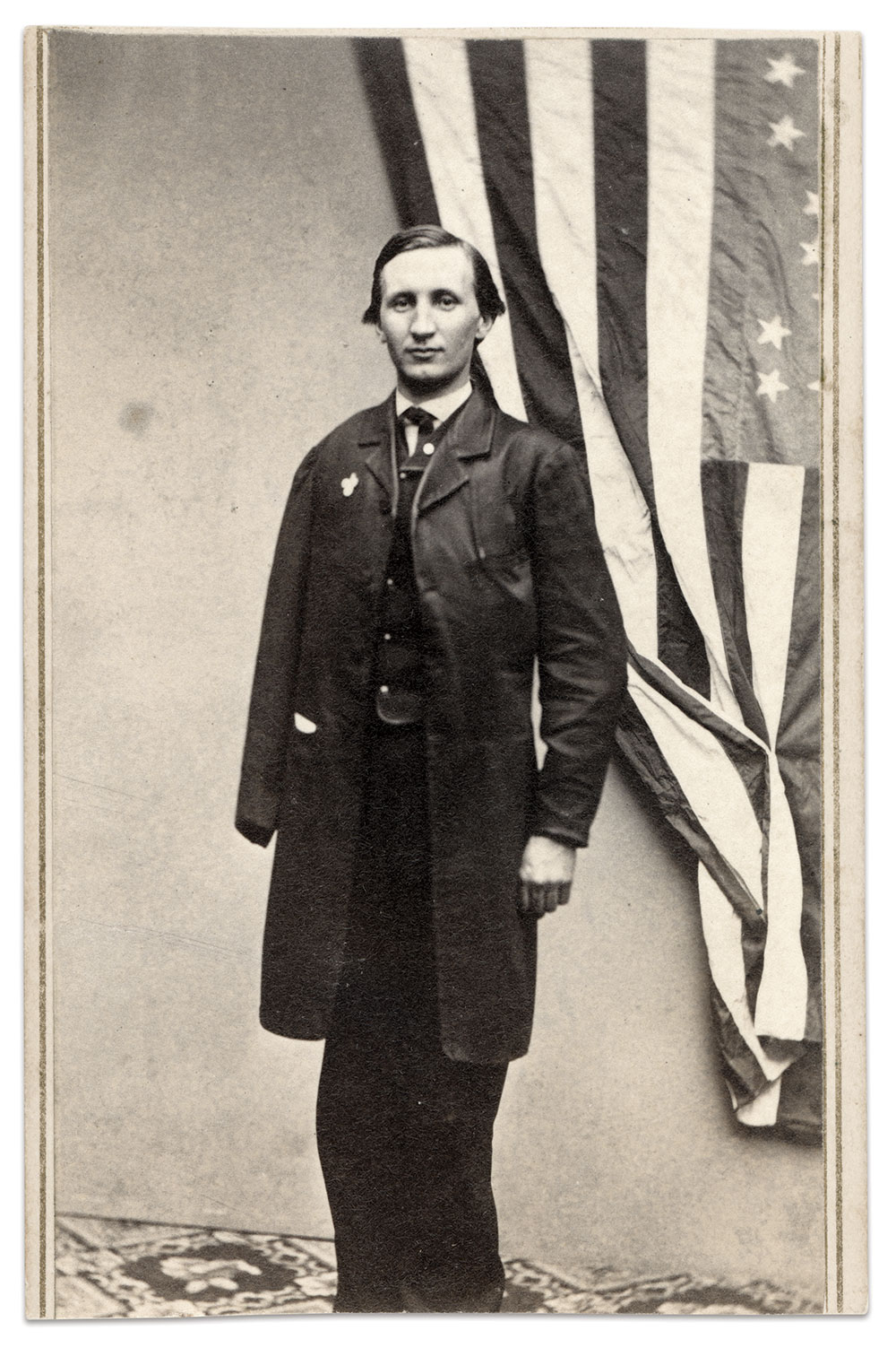 MacNulty in March 1864. He posed for many portraits after his wounding. Carte de visite by J.H. Crittenden of Fall River, Mass. Ronald S. Coddington Collection.