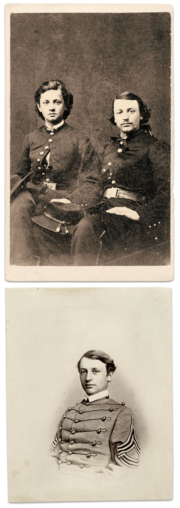FELLOW AIDE: In the portrait (top), Sheets, pictured left, sits with 2nd Lt. Edward Davis of the 5th Kentucky Cavalry, who also served on the staff of Brig. Gen. Richard W. Johnson. Davis (1845-1918), who hailed from a prominent Louisville family, went on to graduate from West Point (above) and serve a long career in the U.S. Army, retiring as a brigadier general in 1905. Carte de visite by an unidentified photographer, Library of Congress (top) and albumen print by an unidentified photographer, The Excelsior Brigade.