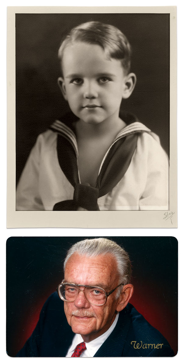 Ned in the early 1920s and in the 1980s. Photographs by Shea (top) and Warner.