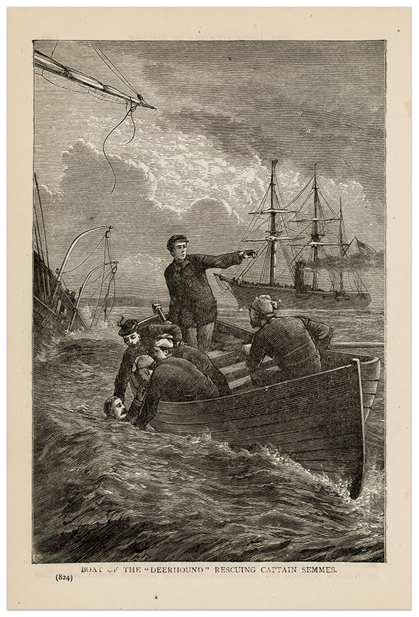 Semmes’ rescue as pictured in the 1870 book Cassell’s History of the United States. Author’s Collection.