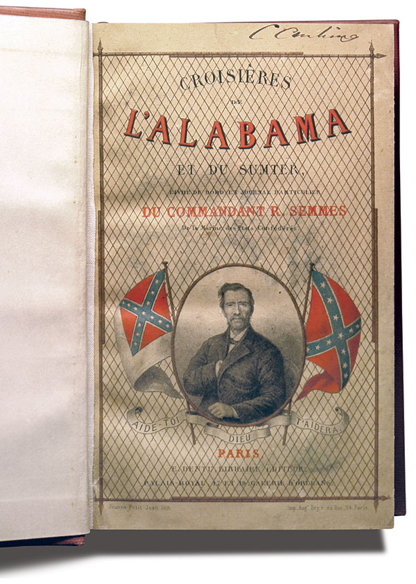 Another portrait of Semmes illustrated the cover of Du Commandant R. Semmes, (left) published in Paris in 1864. Library of Congress.
