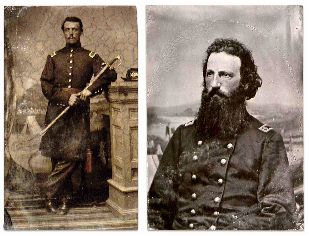 Captain Charles W. Hooper (left) and Maj. Seth Rogers, 33rd U.S. Colored Infantry. Tintypes by an unidentified photographer. U.S. Army Heritage and Education Center.
