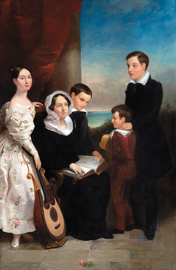 THE WASHINGTON FAMILY IN 1834: About 13-year-old “Gus,” right, with, from left, sister Anna Maria, widowed mother Jane, younger brother Richard and nephew Noblet. Oil on canvas by John Gadsby Chapman. Courtesy of The Mount Vernon Ladies’ Association.