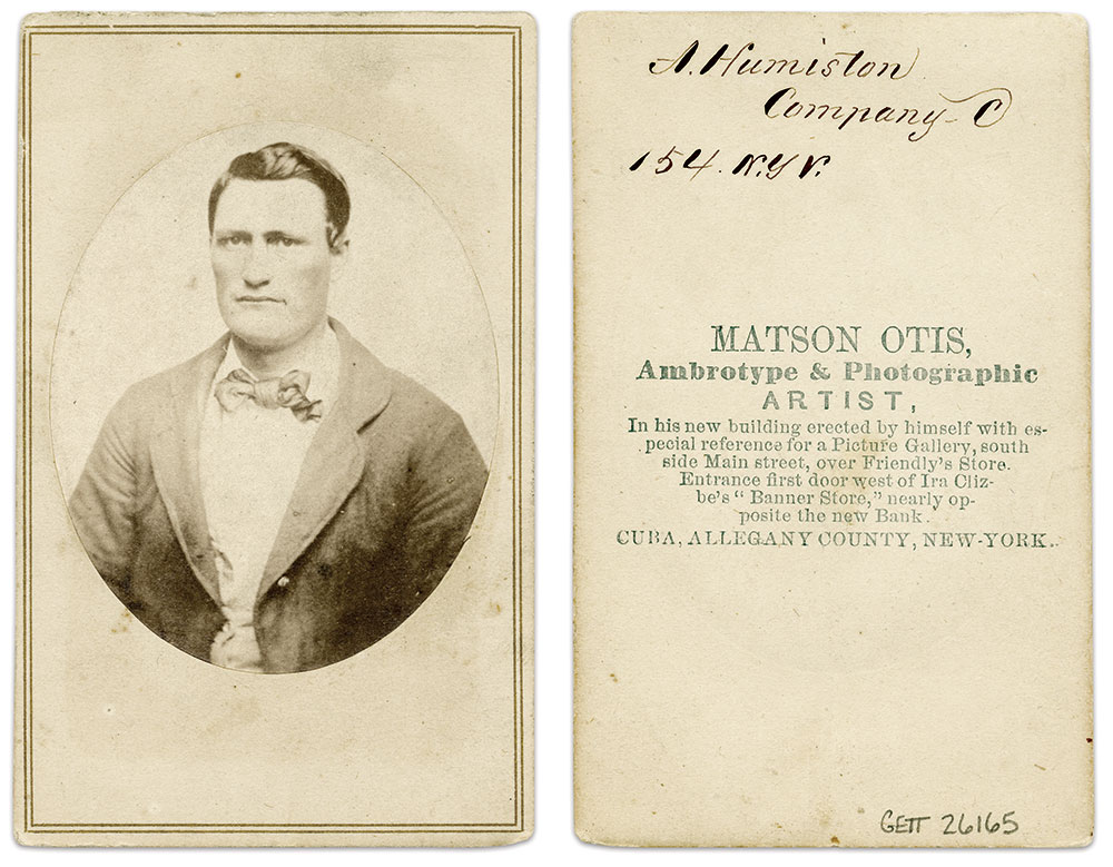This copy print of the original ambrotype is on display in the Gettysburg Visitor Center. Carte de visite by Matson Otis of Cuba, N.Y. Gettysburg National Military Park Museum Collection. 