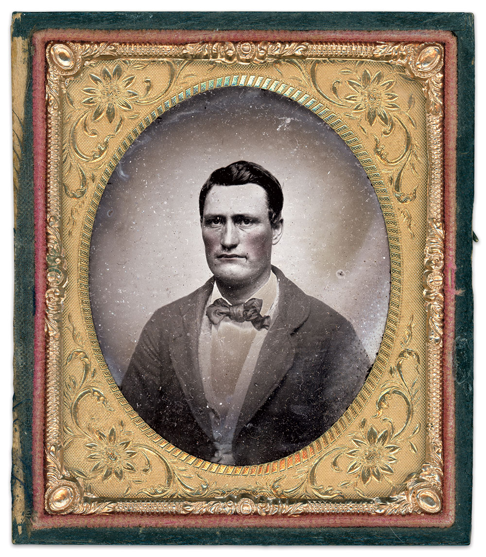 Amos Humiston’s only known portrait from life, taken prior to his enlistment in the 154th New York Infantry in July 1862. Sixth-plate ambrotype by an unidentified photographer. Megan Kelley Collection.
