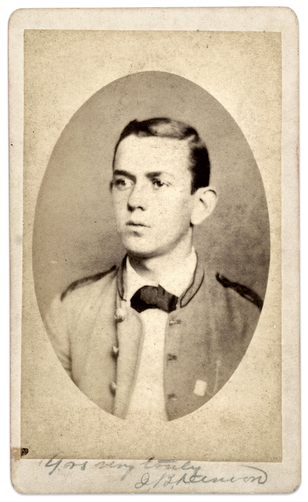 Cadet James Bolling Denoon, Corps of Cadets, in 1876 or 1877. Carte de visite by an unidentifiedphotographer. Author’s collection.