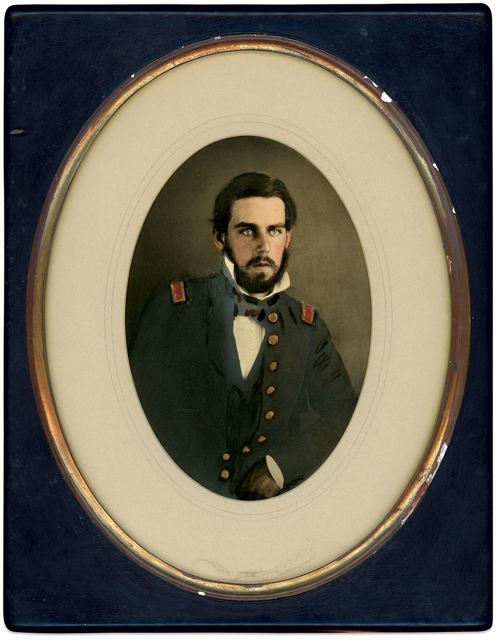 This circa 1854 portrait of Huse as a U.S. artillery second lieutenant is a French-made albumen print copied from an original hard plate.