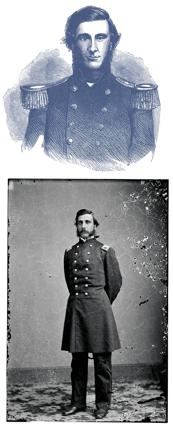 Mayor Alfred M. Wood (1825-1895) made the Brooklyn Service Medal a reality. He remained active in veterans’ affairs until his death. He is pictured here in an early war engraving (New York Public Library) and late war photograph (Glass plate negative by an unidentified photographer. Library of Congress).