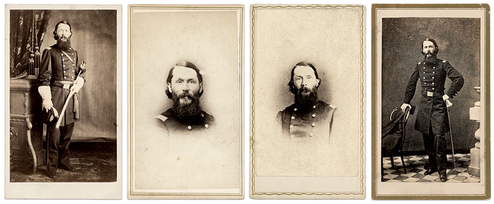 Views of Lytle. From left: Carte de visite by James Presley Ball and Alexander Thomas of Cincinnati, Ohio; Carte de visite by Hoag & Quick of Cincinnati, Ohio; Carte de visite by James Presley Ball and Alexander Thomas of Cincinnati, Ohio; Carte de visite copy print by George G. Rockwood of New York City.
