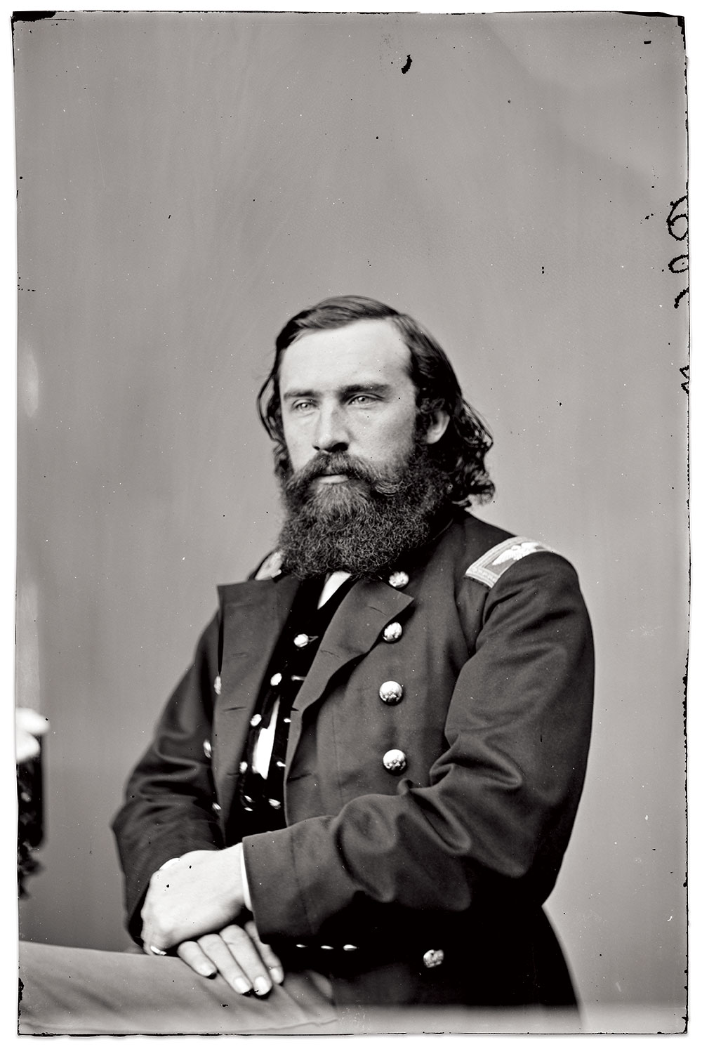 Soldier-inventor William d’Alton Mann, colonel of the 7th Michigan Cavalry. Glass plate negative by Mathew B. Brady of Washington, D.C. National Portrait Gallery.