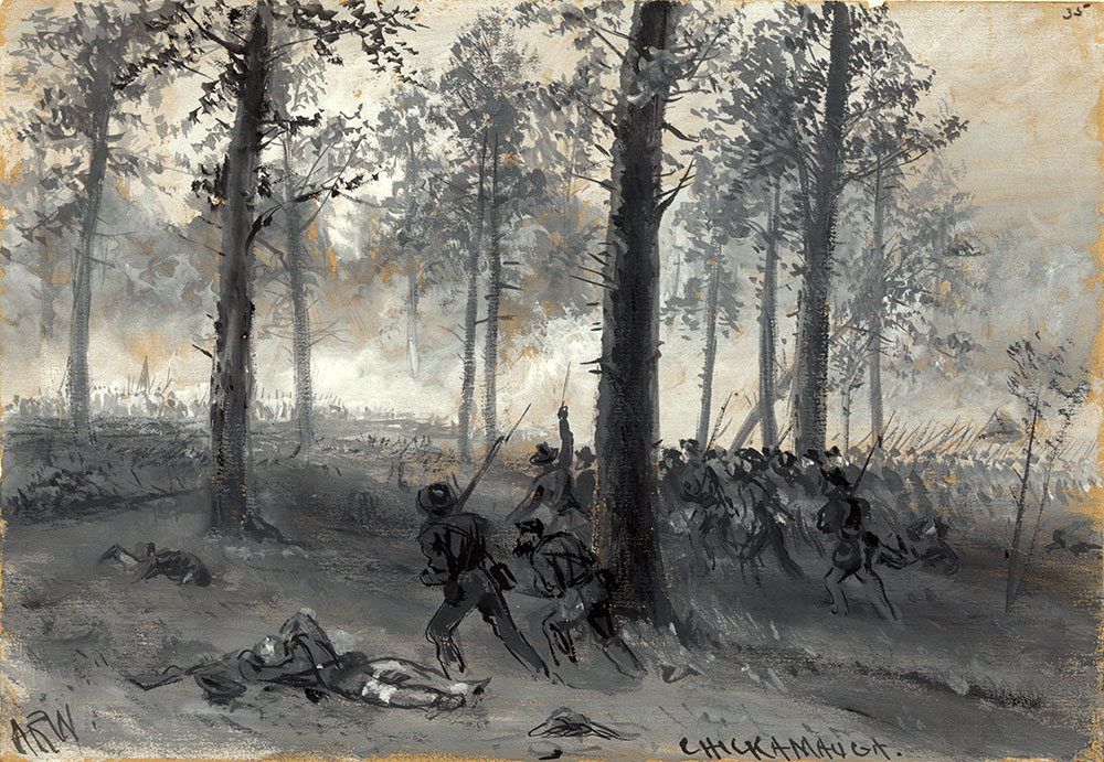 Sketch of the Battle of Chickamauga by Alfred R. Waud. Library of Congress.
