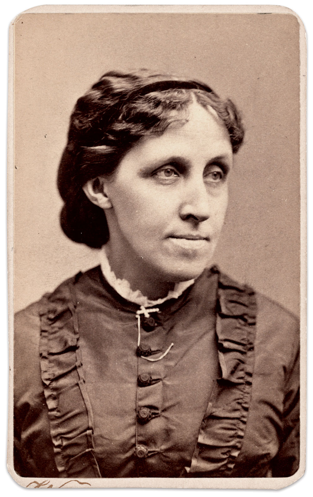 Alcott, circa 1870. Carte de visite by George K. Warren of Boston, Mass. Library of Congress.