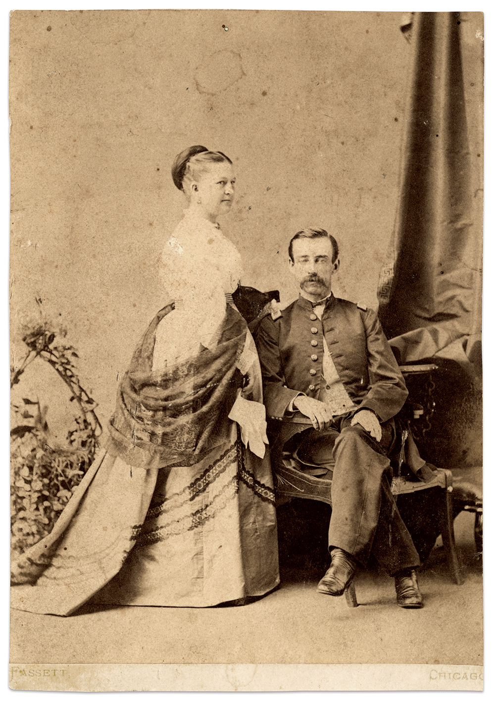 Quinby married Caroline Collier—pictured here—in 1868. After Caroline’s death in 1870, he married her sister Elie. Imperial carte de visite by Samuel M. Fassett of Chicago, Ill.