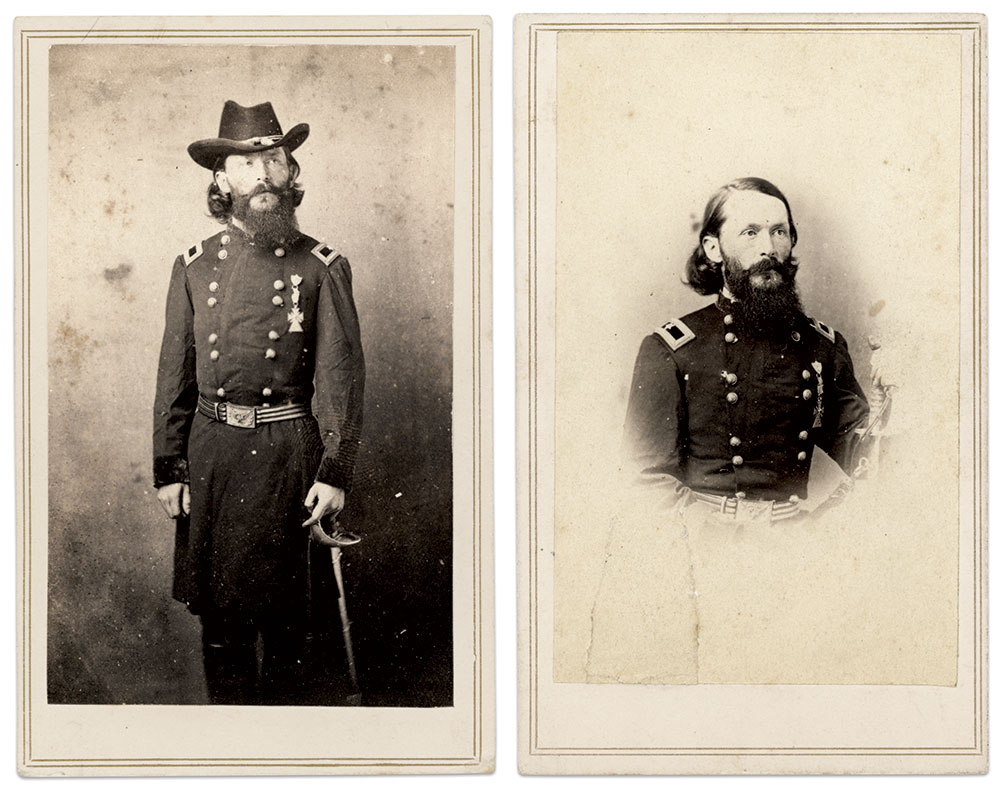 Lytle sat for these portraits between Aug. 9, 1863—when he received the medal—and his death six weeks later on September 20. The cartes de visite are credited to Army of the Cumberland photographers Samuel Schwing (1834–1919) and Alexander G. Rudd (1836–1922).