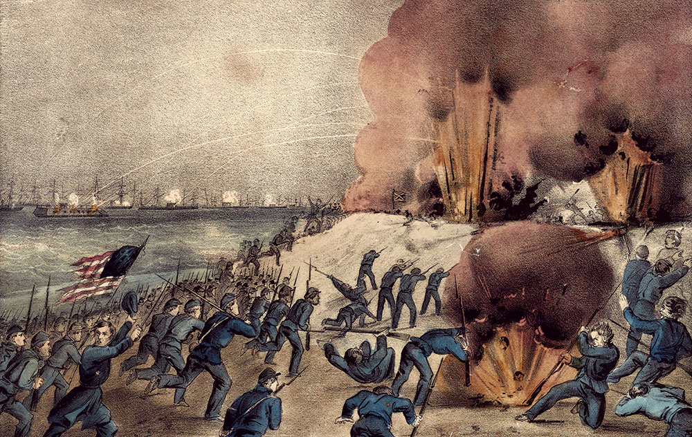 Another view of the Forlorn Hope, from the perspective of the Union attackers, by Nathaniel Currier and James Merritt Ives, circa 1865. Library of Congress.