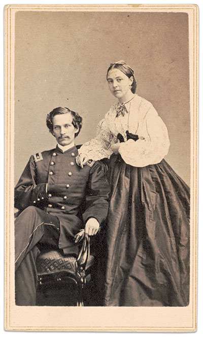 Major Alphonzo Noble Nicholds, Pay Department, U.S. Volunteers, and his wife, Julia Rosella Wheeler Nicholds, circa 1863–64. Carte de visite by Charles D. Fredricks of New York, Havana, and Paris. The Liljenquist Family Collection at the Library of Congress.
