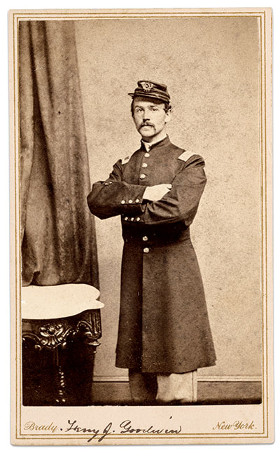 Goodwin pictured as a first lieutenant. Carte de visite by Mathew B. Brady of Washington, D.C. The Liljenquist Family Collection at the Library of Congress.