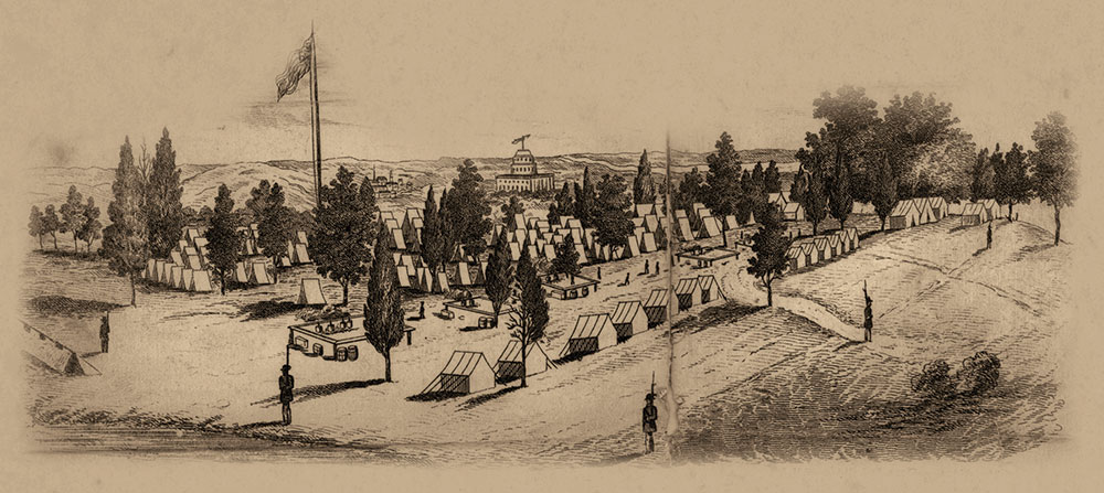 Berdan’s Sharpshooters Camp of Instruction in Washington, D.C. He and his fellow marksman enjoyed a view of the Capitol and its partially completed dome.