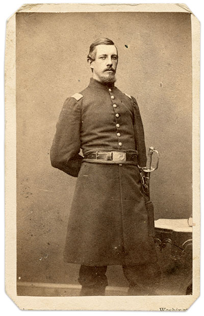 First Lt. Samuel H. Meredith, the general’s son, fought in the 19th and suffered wounds at Brawner’s Farm and Gettysburg. He died of consumption a couple of weeks after his January 1864 discharge. On his death bed, he reportedly stated, “Father I feel that I have given my life to my country.” He was 27. Carte de visite by Mathew B. Brady of Washington, D.C. Rick Brown Collection of American Photography.