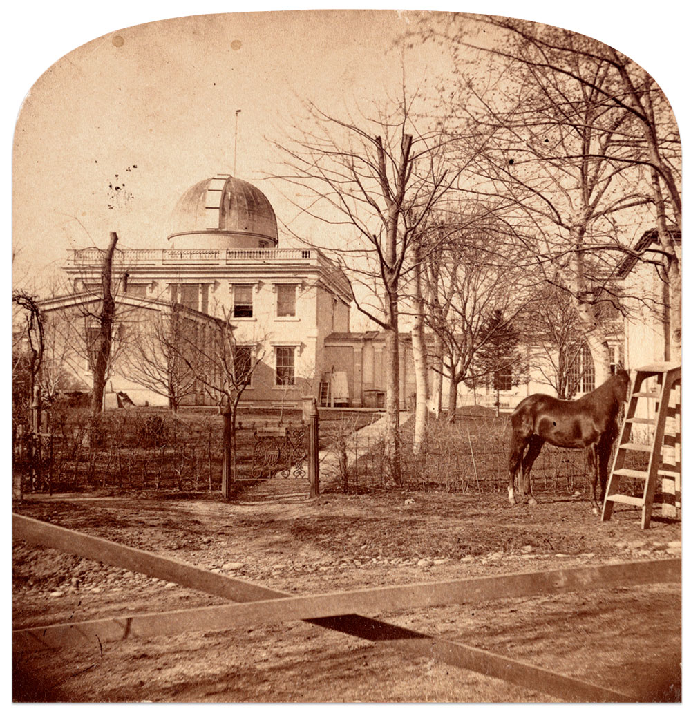 The Naval Observatory, Washington, D.C. Detail of stereo card by Bell & Brother of Washington, D.C. Library of Congress.