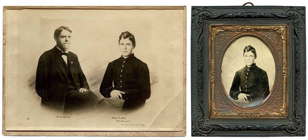 Warren marks a half-century, pictured in 1863 and 1913. Print by an unidentified photographer. Rick Brown Collection of American Photography.